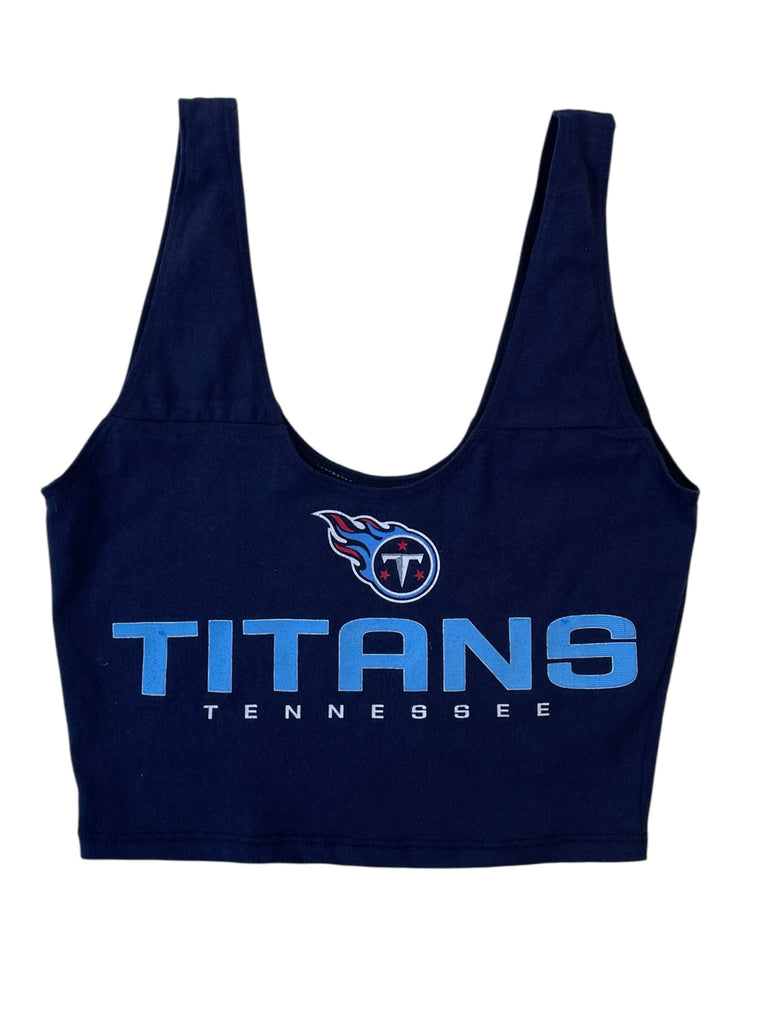 Navy blue tank with 'Titans Tennessee' text and logo on a white background