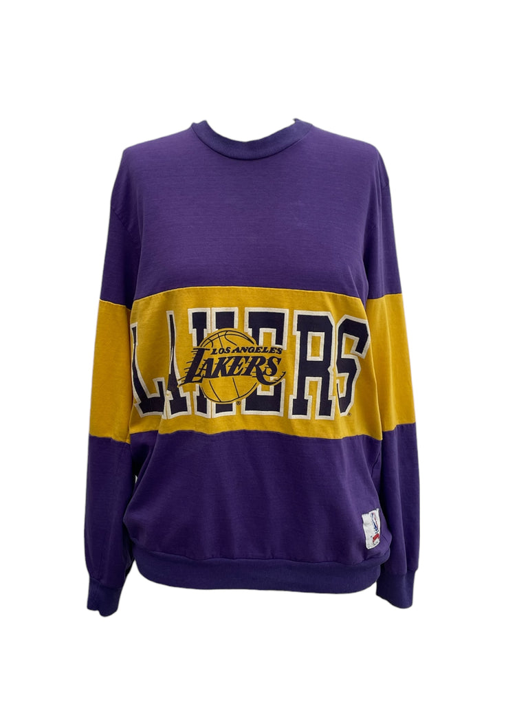 Purple and gold Lakers sweatshirt on a white background