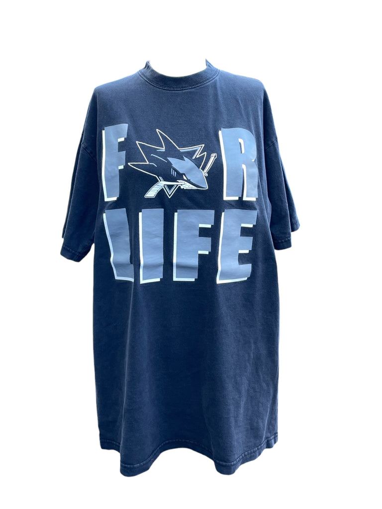  t-shirt with 'For Life' and shark graphic on a white background