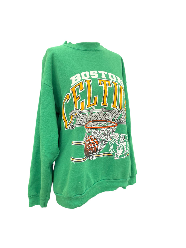Green sweatshirt with Boston Celtics logo on a white background