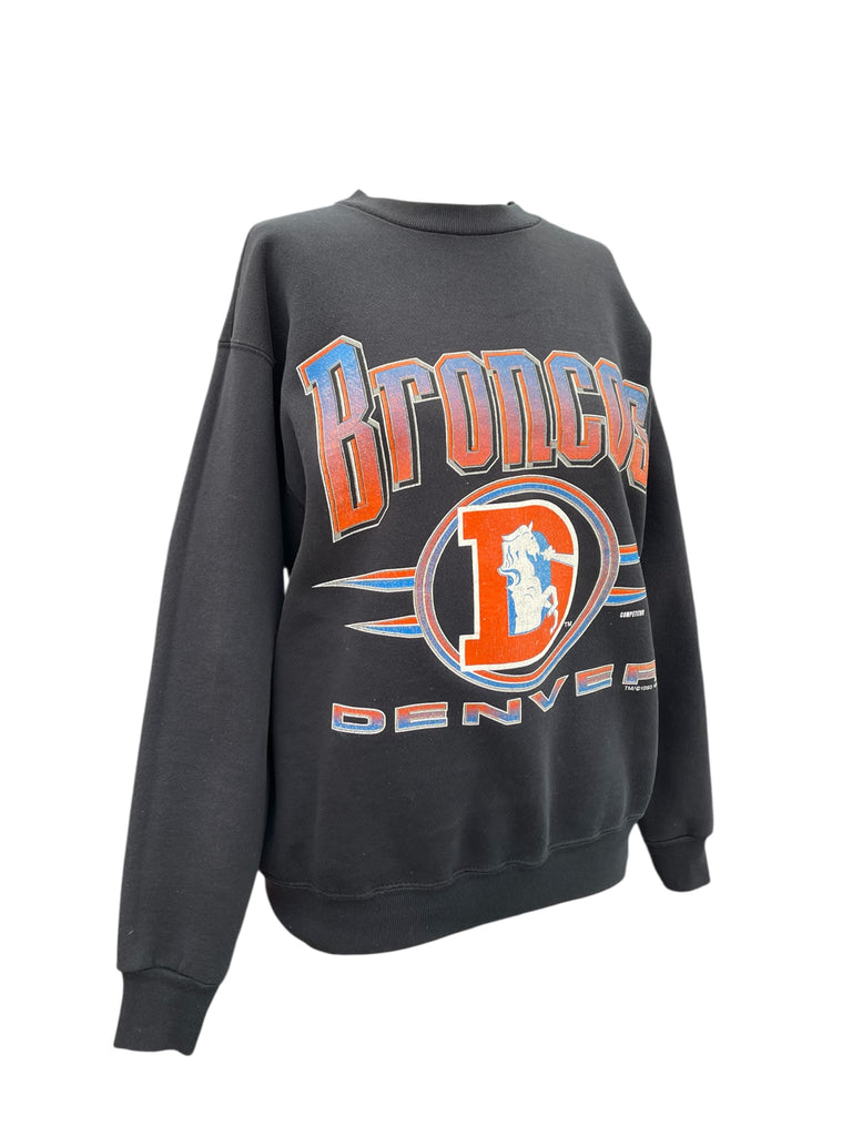 Black sweatshirt with 'Broncos Denver' logo on a white background