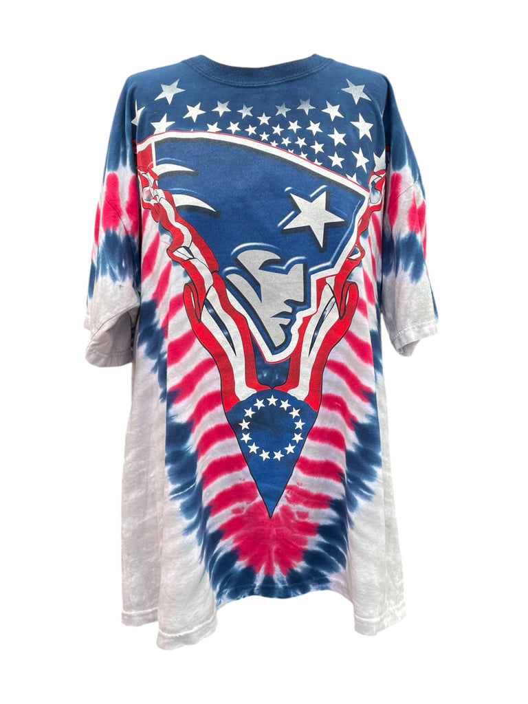 Tie-dye shirt with a sports team logo on a white background