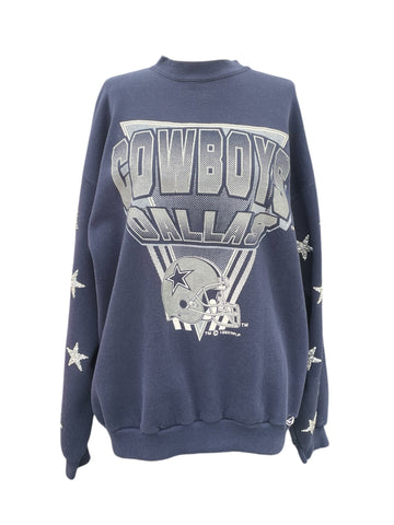 Navy blue sweatshirt with 'Cowboys Dallas' print on a white background
