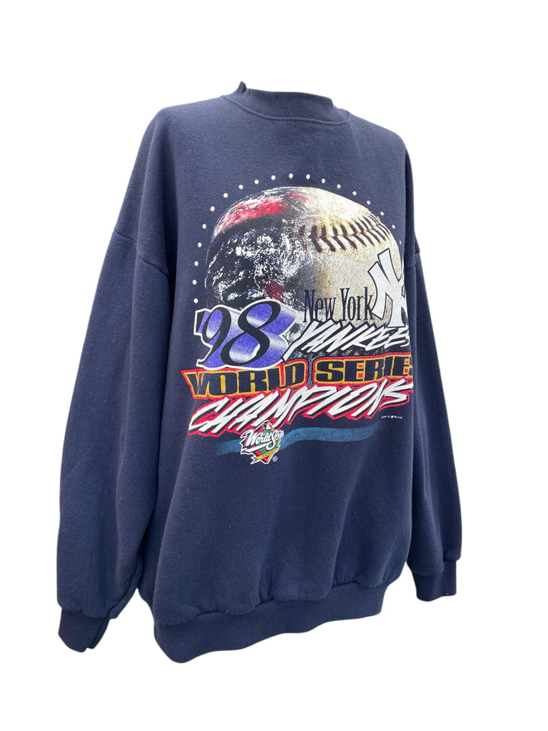 Navy blue sweatshirt with World Series design on a white background