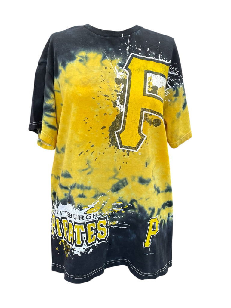 Tie-dye t-shirt with number 5 and Pittsburgh Pirates logo on a white background