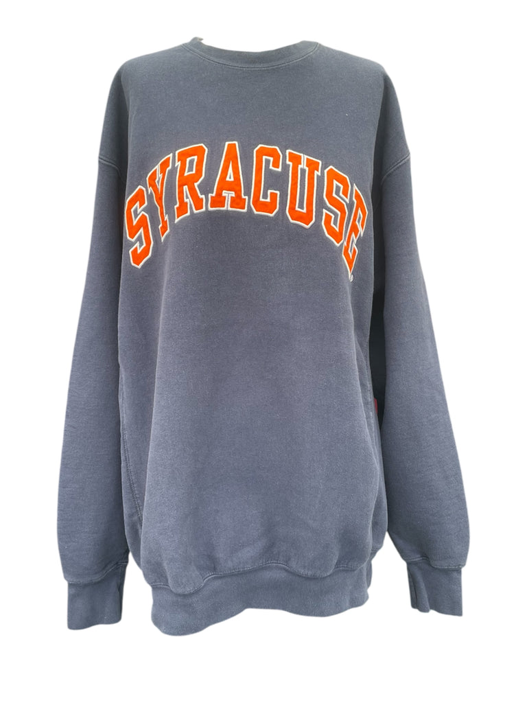 Gray sweatshirt with 'SYRACUSE' printed in orange on a white background