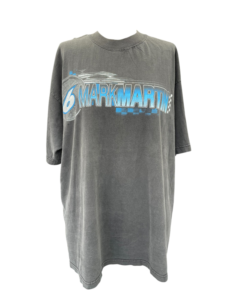 Gray t-shirt with 'Mark Martin' logo on a white background