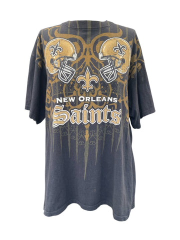 New Orleans Saints t-shirt with decorative design and text on a white background