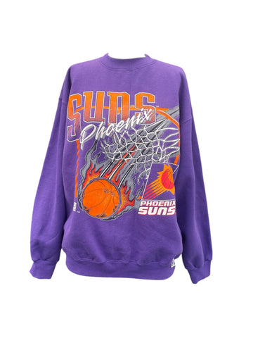 Purple sweatshirt with Phoenix Suns basketball design on a white background