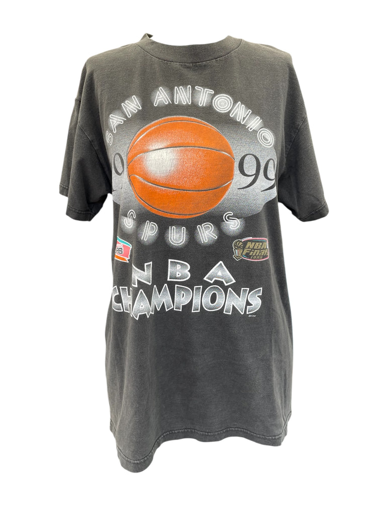 Gray t-shirt with basketball graphic and text on a white background
