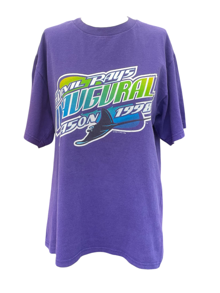 Purple t-shirt with a graphic design on a white background