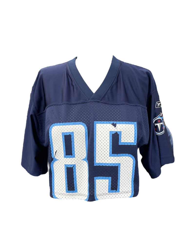 Navy blue sports jersey with number 85 on a white background