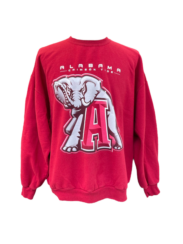 Red sweatshirt with elephant graphic and 'Alabama Crimson Tide' text on a white background