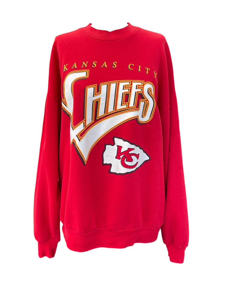 Red Kansas City Chiefs sweatshirt on a white background