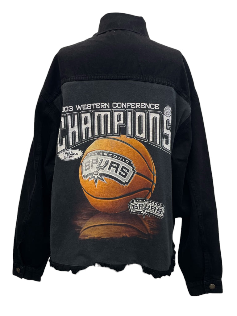 San Antonio Spurs Black Denim Jacket with Vintage Graphic – MBI