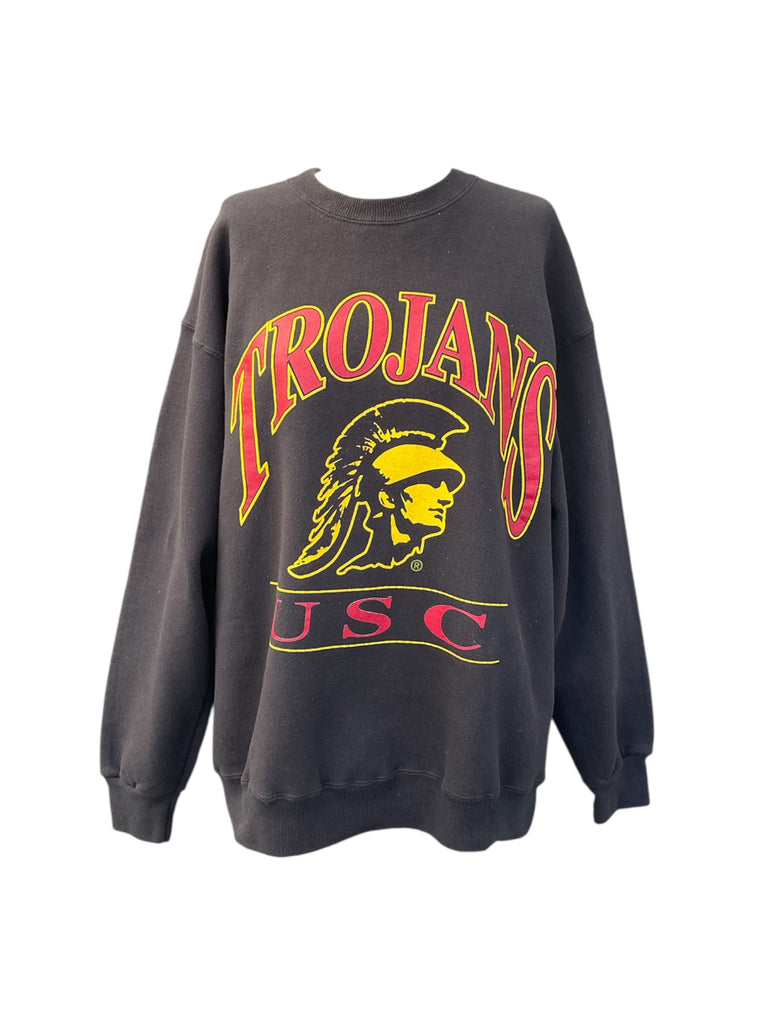 Black sweatshirt with 'Trojans USC' print on a white background