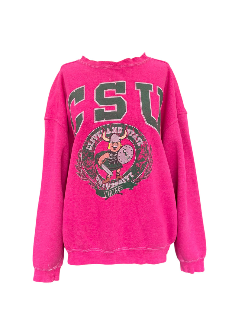 Pink sweatshirt with 'CSU' and a logo on a white background