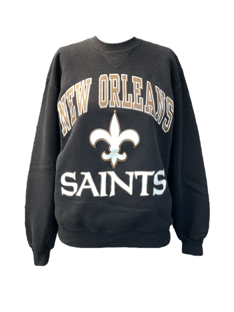 Black sweatshirt with 'New Orleans Saints' text and logo on a white background