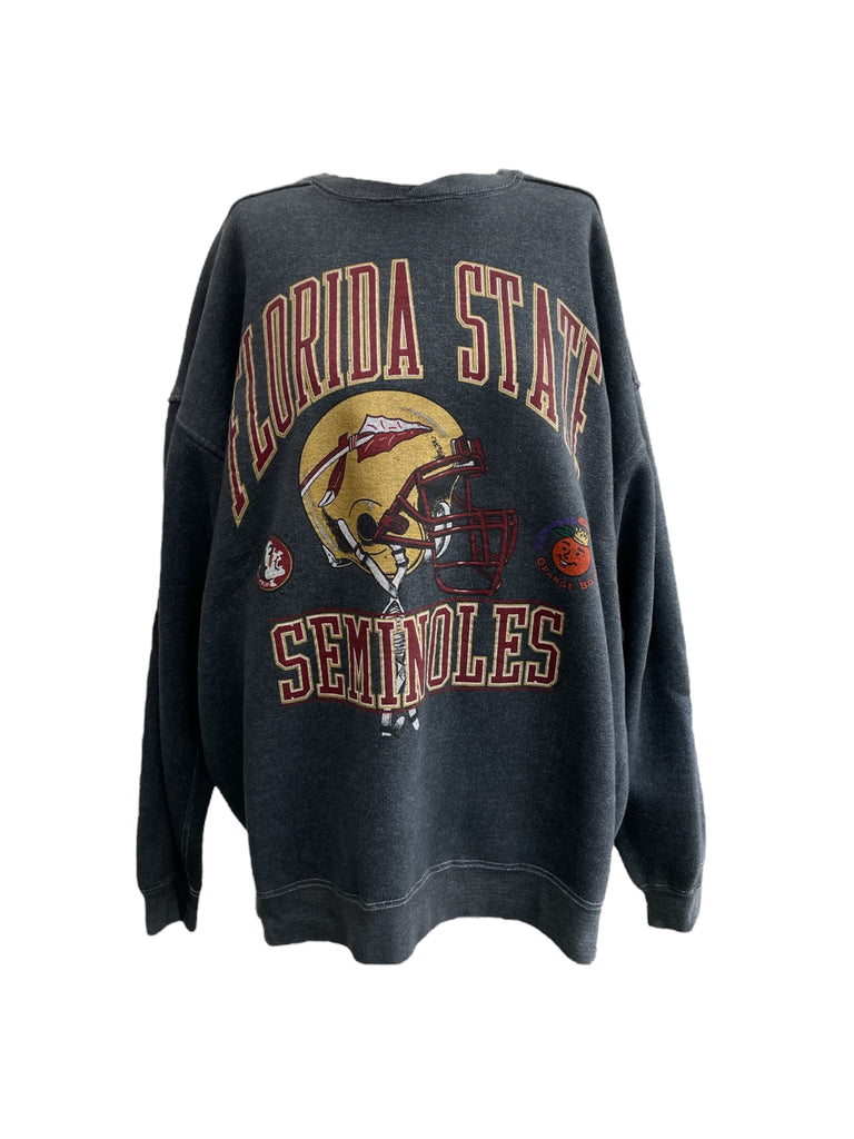 Black sweatshirt with Florida State Seminoles logo on a white background