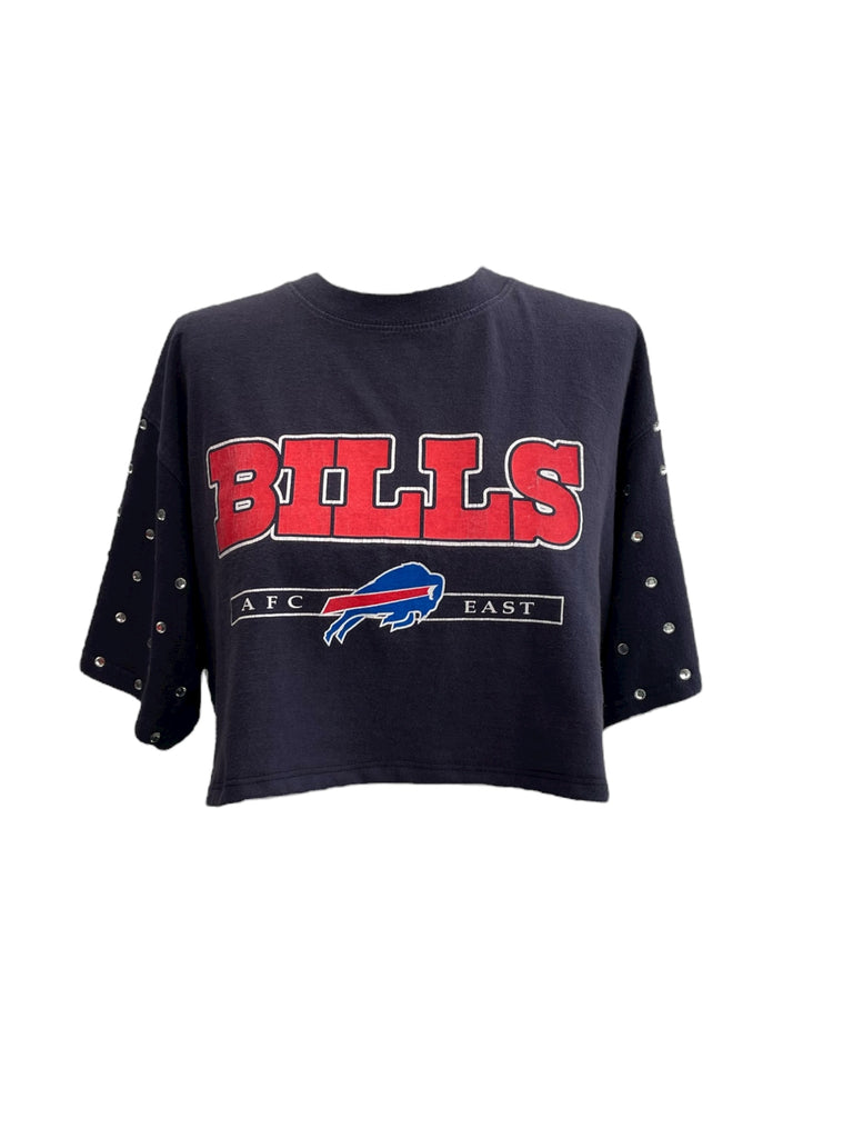 Black sweatshirt with 'BILLS' text and logo on a white background
