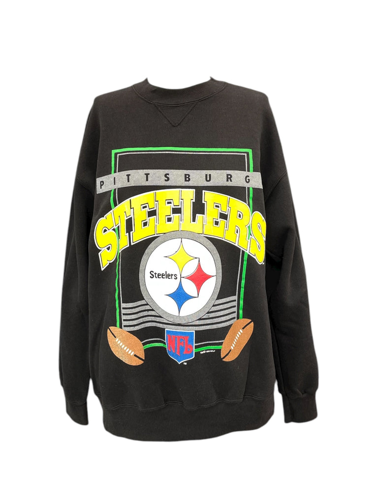 Black Pittsburgh Steelers sweatshirt with colorful graphics on a white background